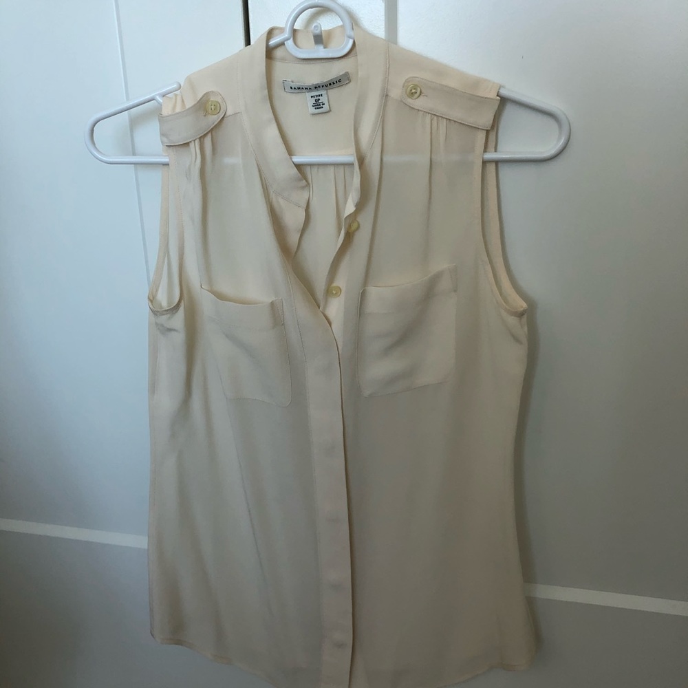 Banana Republic Ivory Sleeveless Blouse